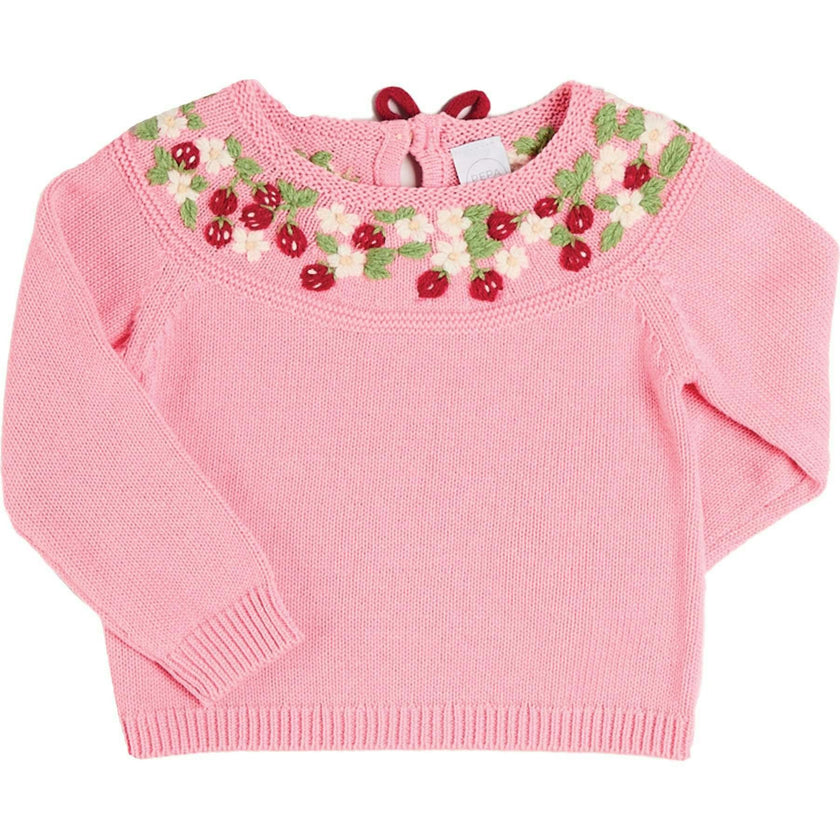 Strawberry Embroidered Jumper in Pink (12mths-6yrs)