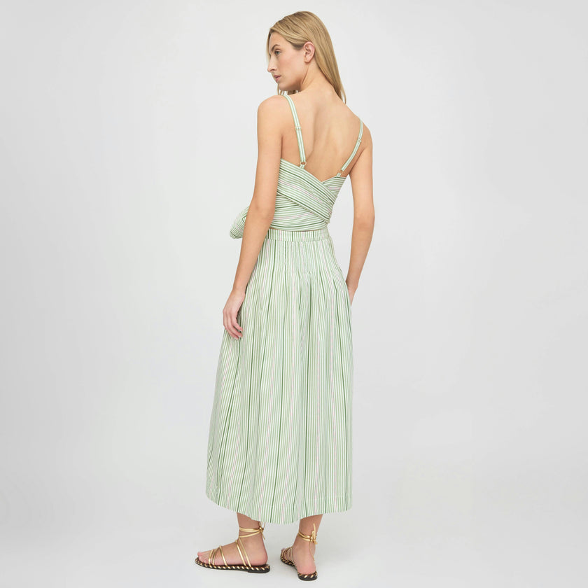 The Ame Skirt - Green Jacquard Stripe