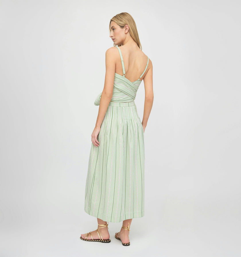 The Ame Skirt - Green Jacquard Stripe
