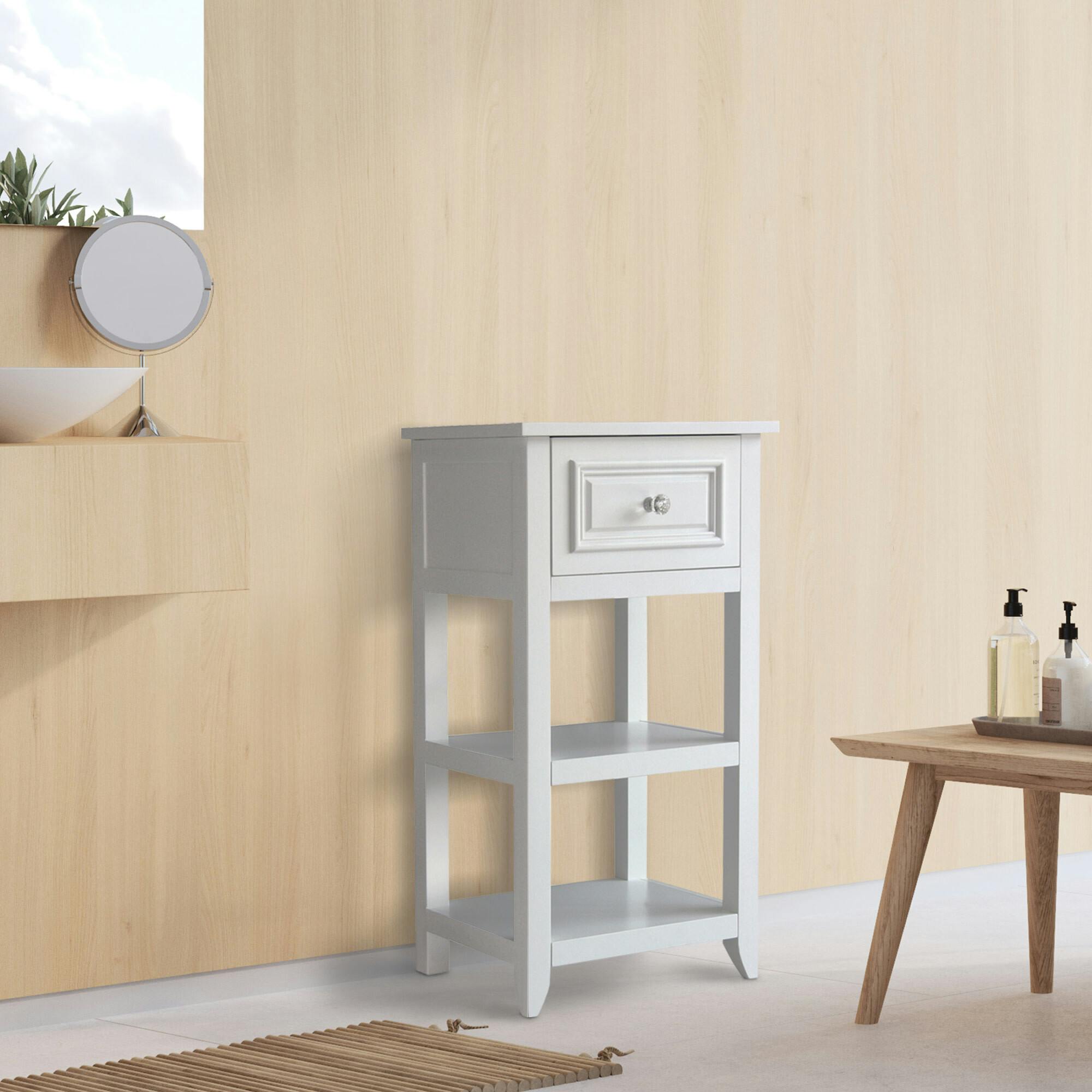Dawson Wooden Floor Cabinet with Cross Molding and Drawer