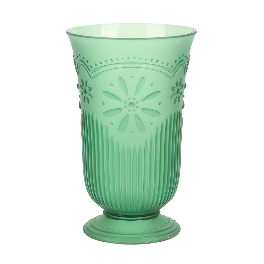 Packed Party Holiday Vintage-Style Plastic Goblets Set of 4 - 13-17 oz BPA-Free Reusable Cups in Pink Red and Green for Christmas Parties