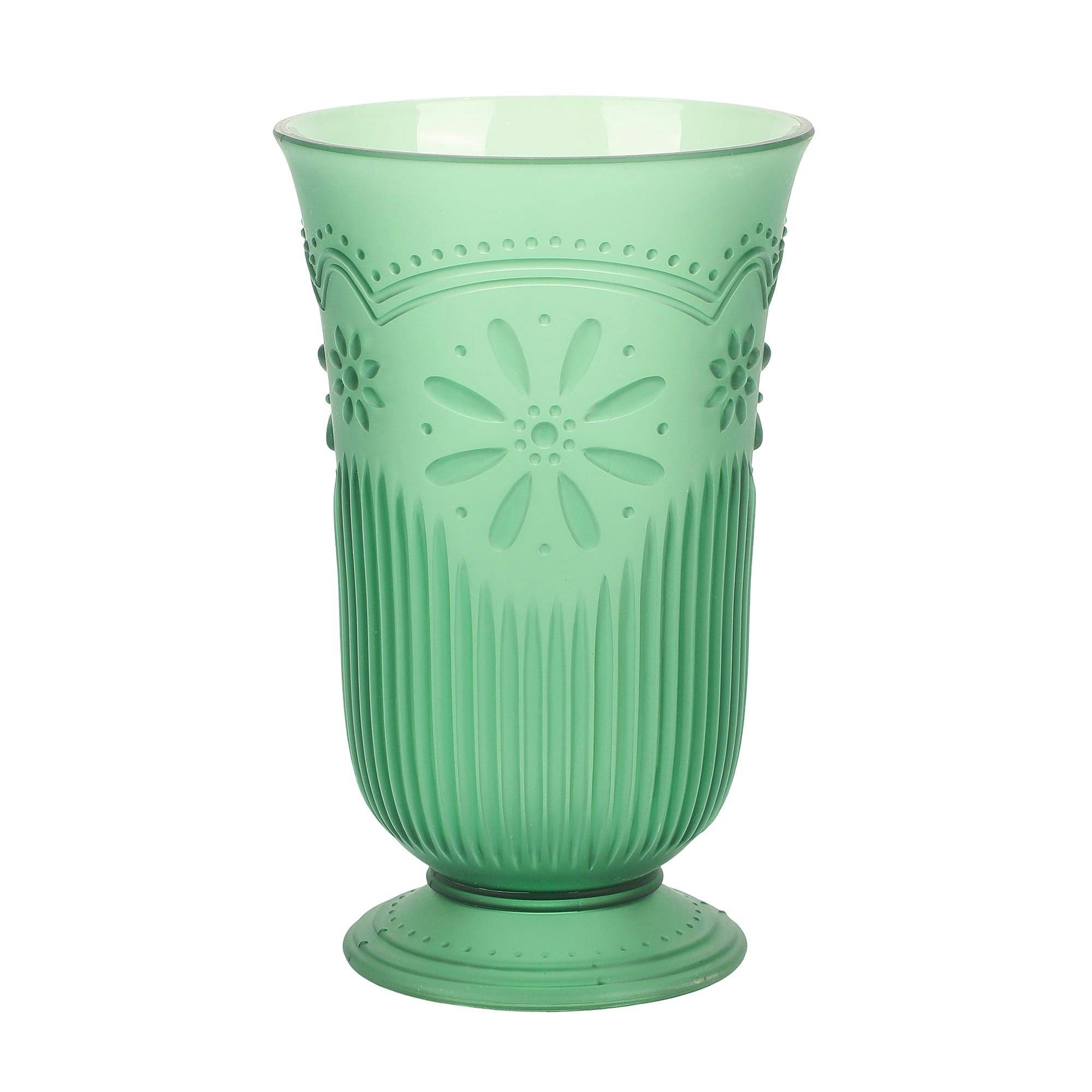 Packed Party Holiday Vintage-Style Plastic Goblets Set of 4 - 13-17 oz BPA-Free Reusable Cups in Pink Red and Green for Christmas Parties