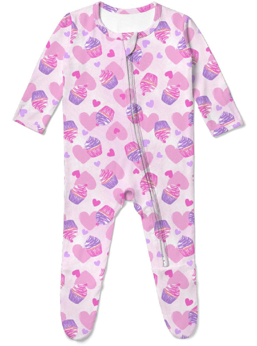 Baby Footie - Cupcake Hearts