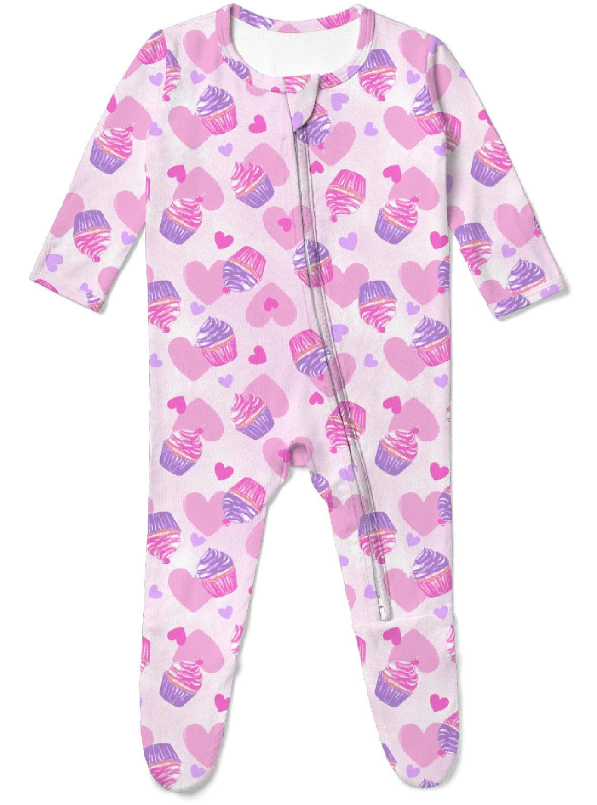 Baby Footie - Cupcake Hearts