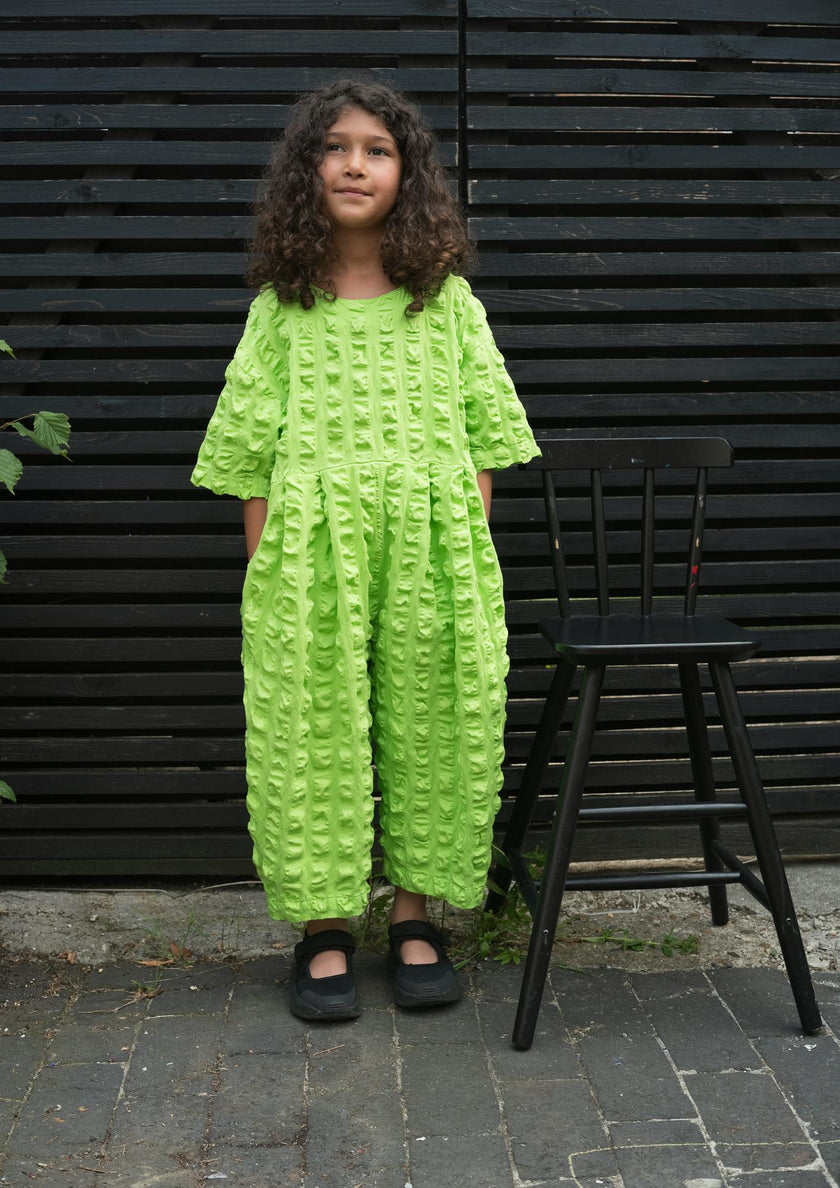 Dorian Orange seersucker jumpsuit