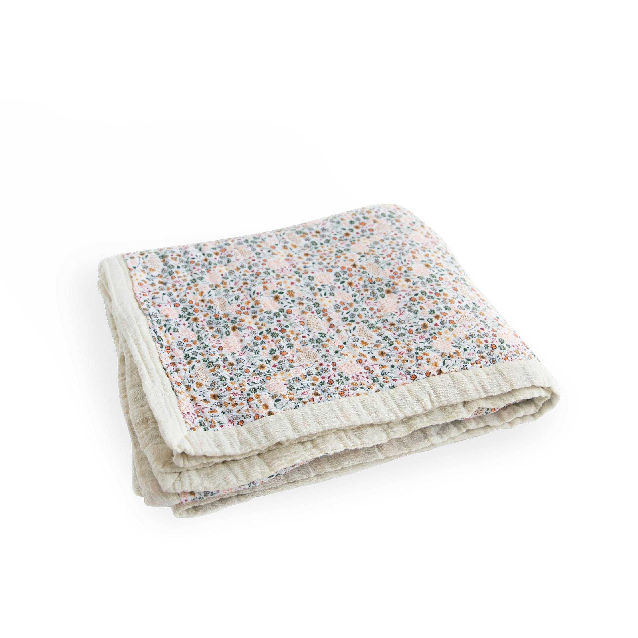 Cotton Muslin Quilted Throw - Pressed Petals