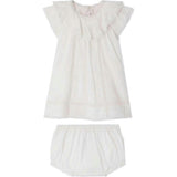 BONPOINT Lenou Baby Dress & Bloomers - Blanc Lait