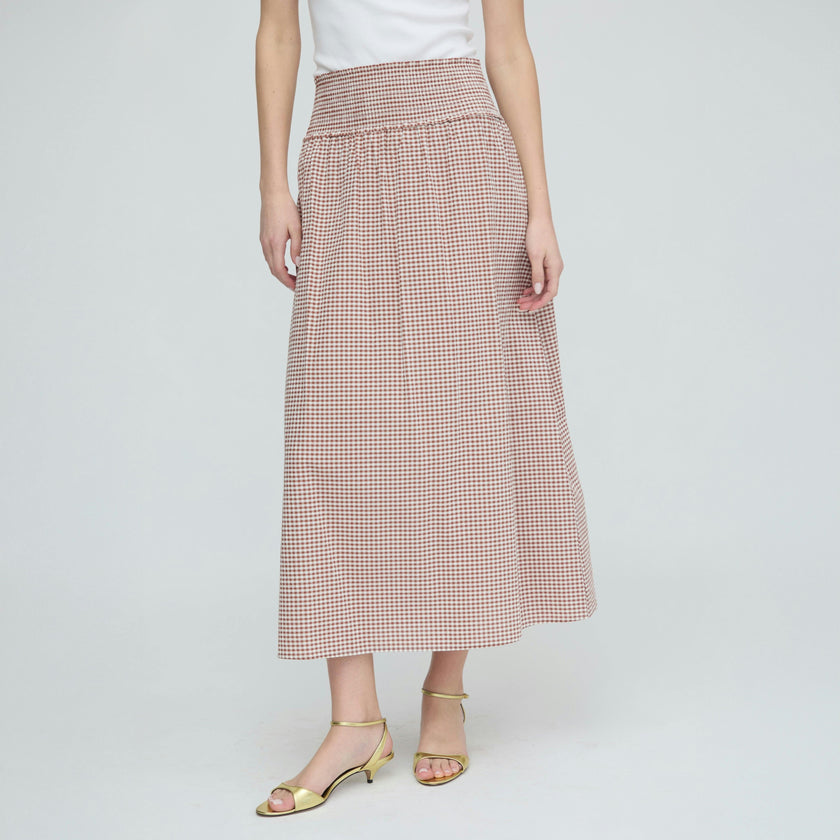 The Delphine Nap Skirt - Cognac Gingham