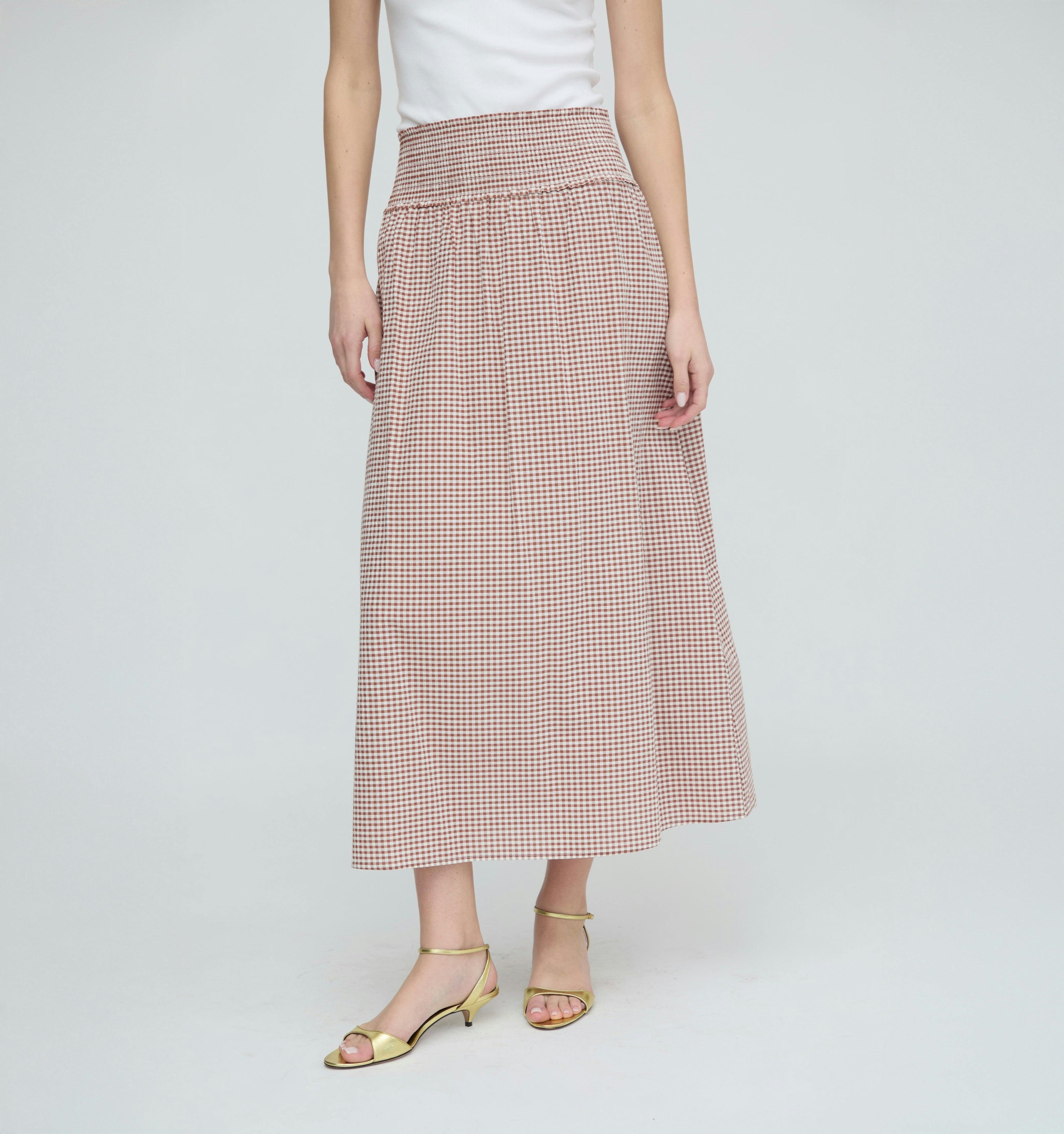 The Delphine Nap Skirt - Cognac Gingham