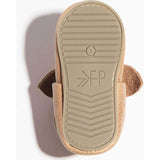 Weathered Brown Knotted Bow Baby Shoe