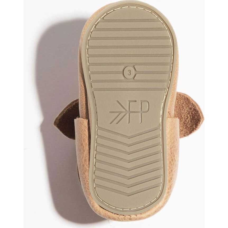 Weathered Brown Knotted Bow Baby Shoe