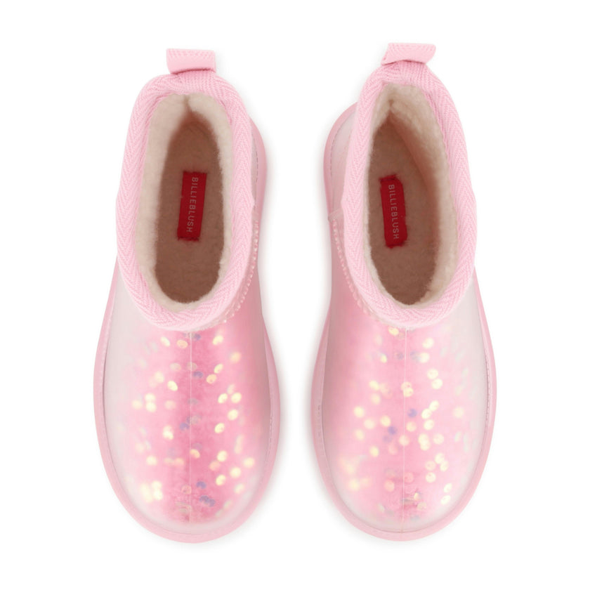 Pink Sequin Après‑Ski Boots
