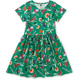 Short Sleeve Wrap Neck Dress, Green