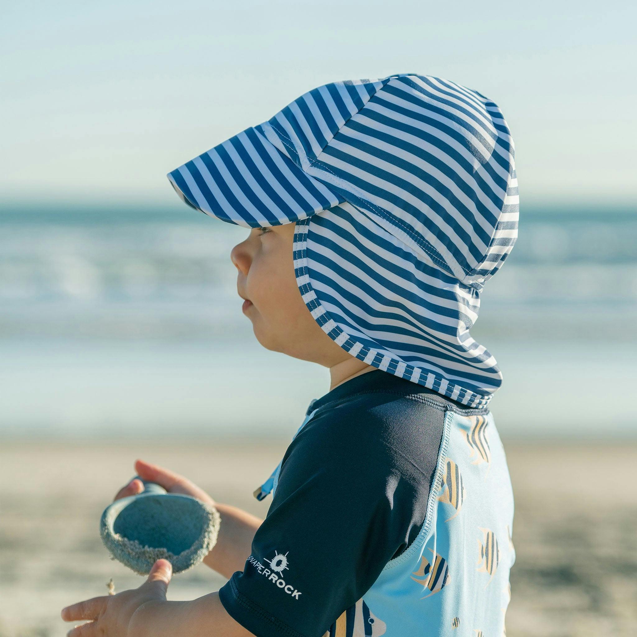 Denim Stripe Floating Flap Hat