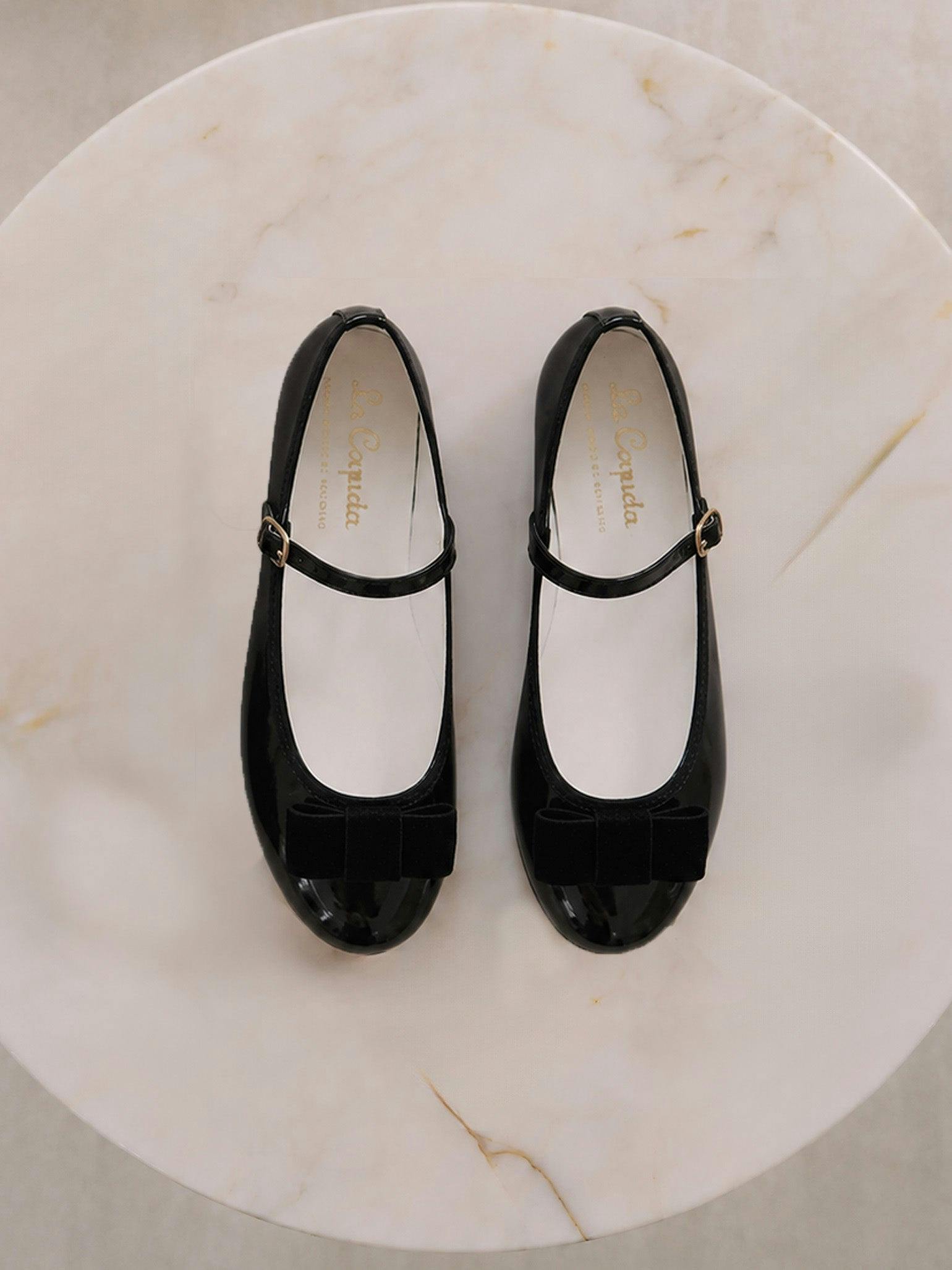 Patent Black Leather Girl Bow Mary Jane Shoes