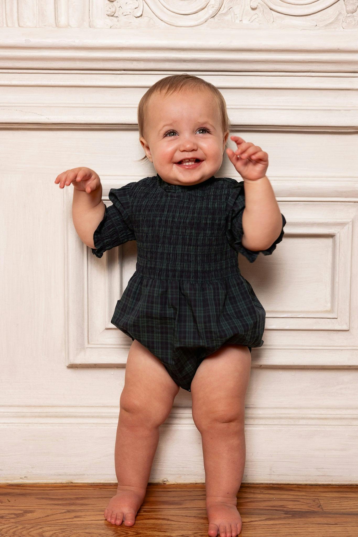Baby Finley Romper in Twilight Pine Plaid