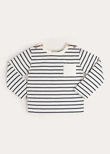Sailor Stripe Long Sleeve Pocket Detail Top in White (2-10yrs)