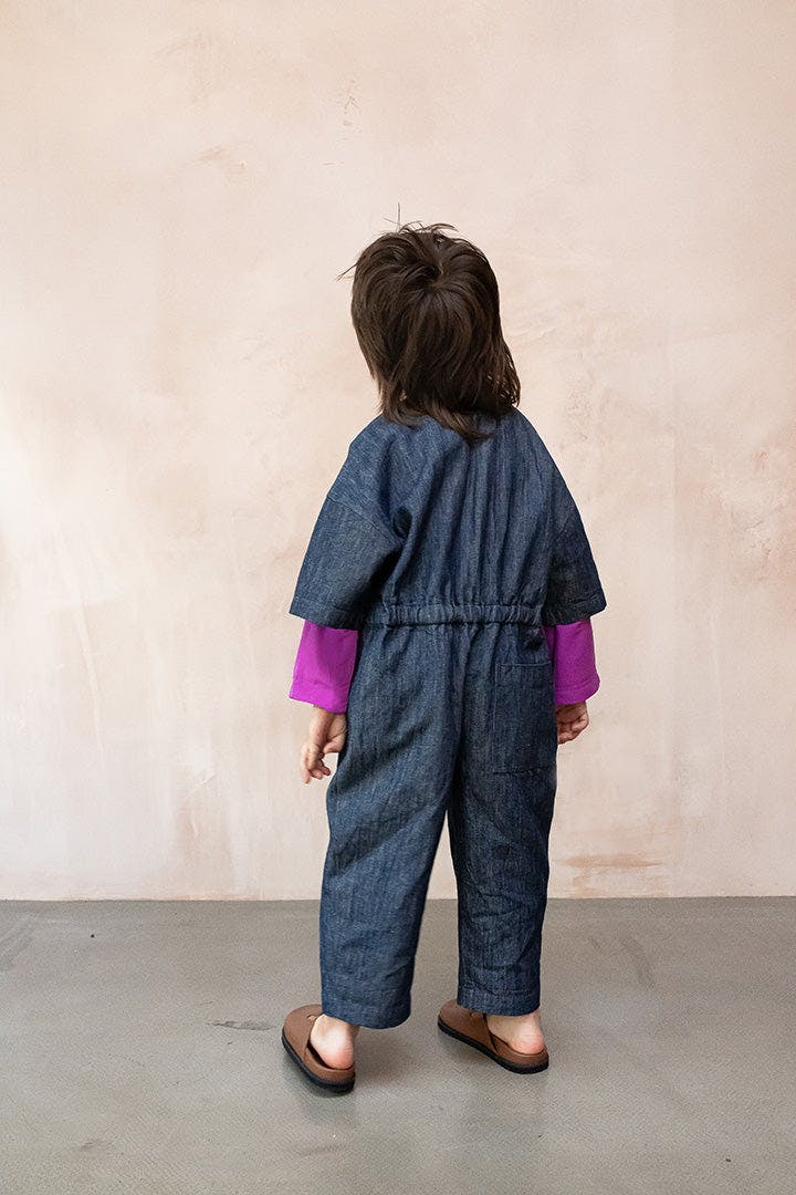 Kids Rae Embroidered Denim Boilersuit