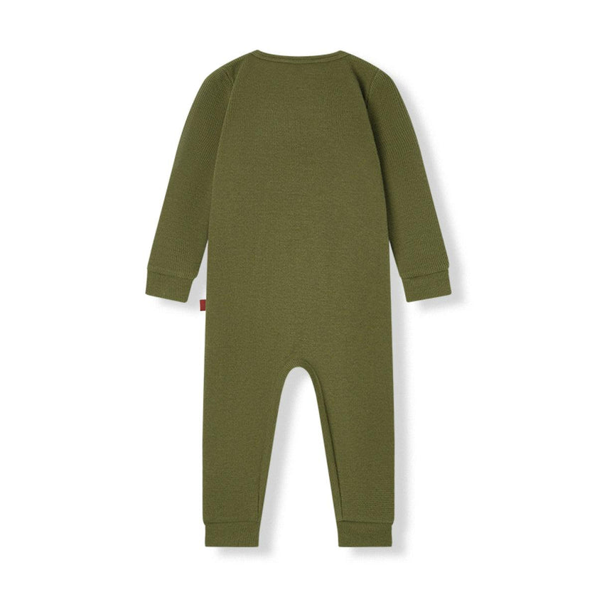 Olive Waffle Zipper Pajama