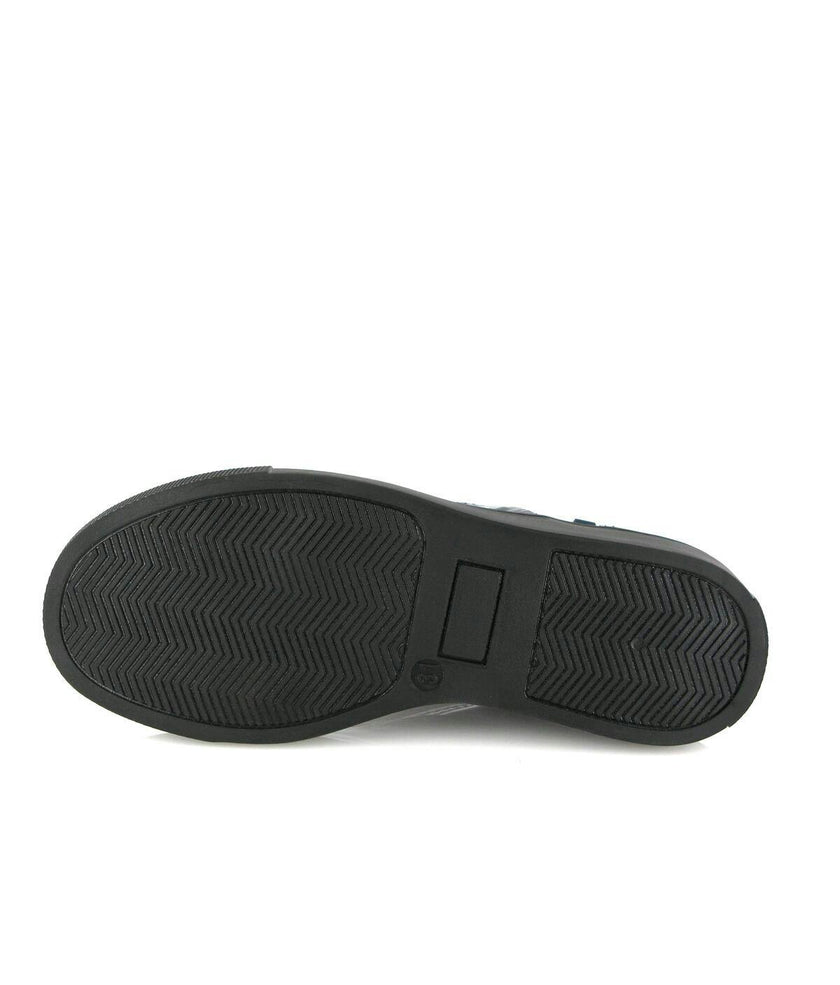 Leather Slip On Sneakers, Black & Silver