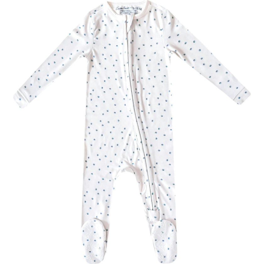 Haze Print 2-Way Zip-Up Footie, White