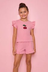 Ruffle Cherry Short Set