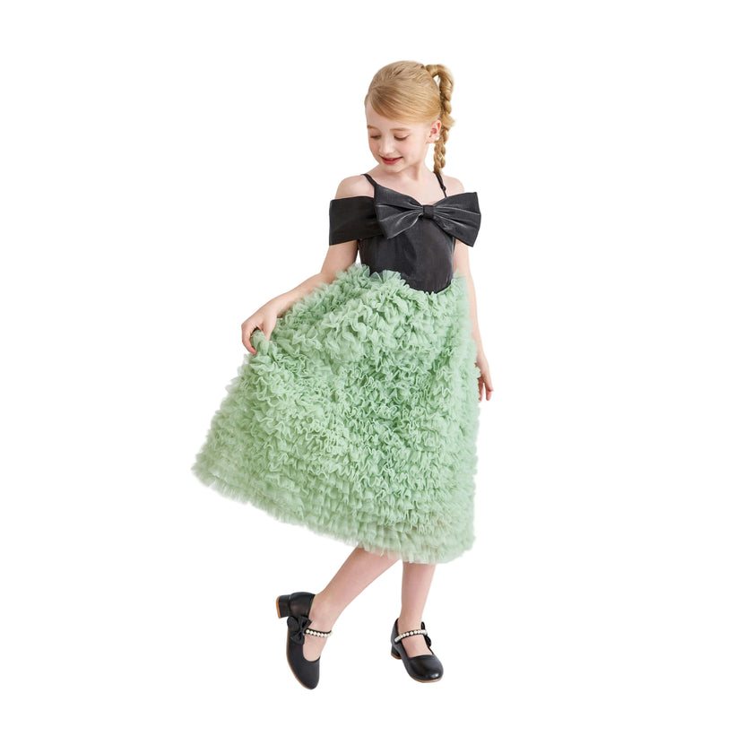 Black & Green Marcella Bow Dress