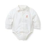 The Holiday Bear Oxford Baby Bodysuit, ivory