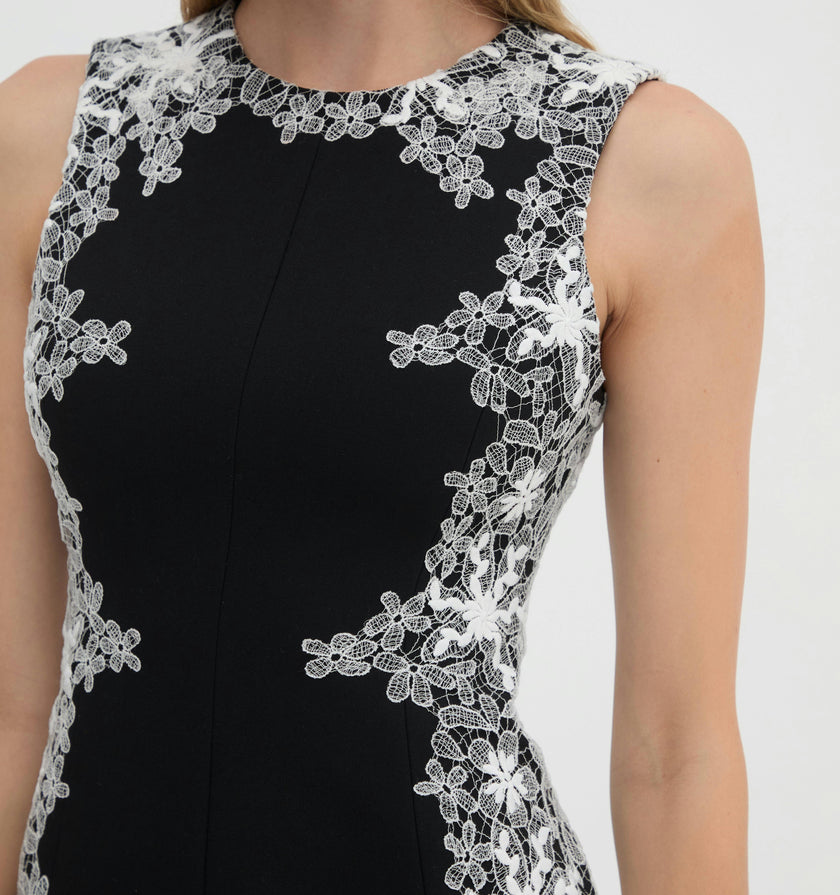 The Rue Dress - Black with Ivory Lace
