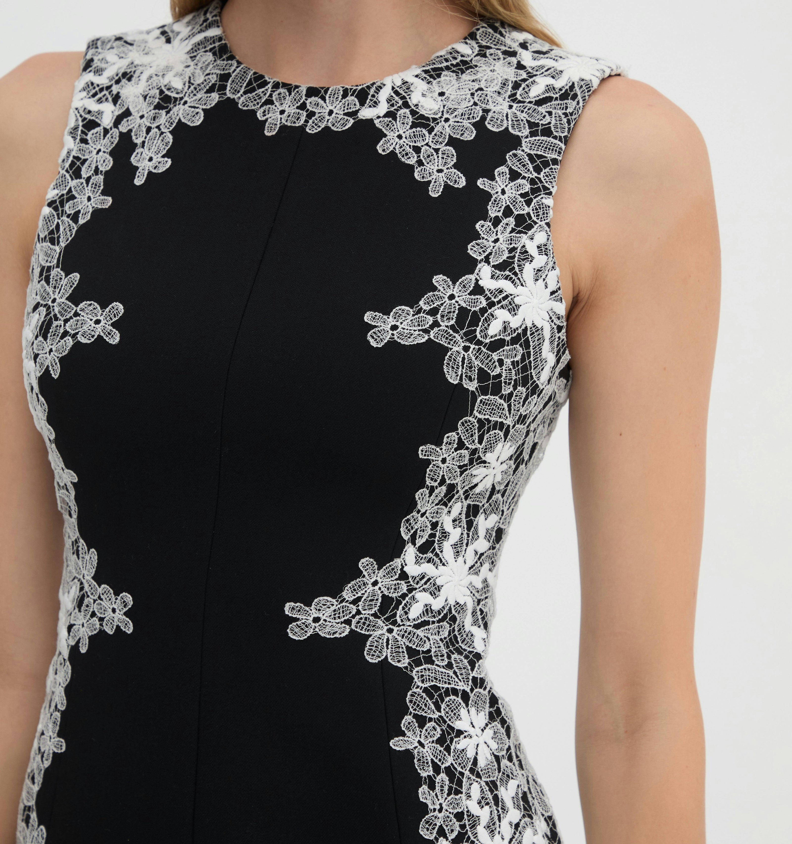 The Rue Dress - Black with Ivory Lace