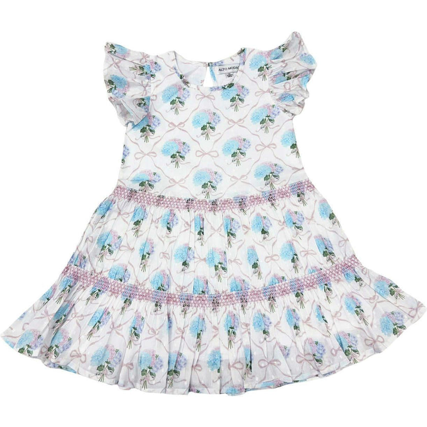 Hydrangeas with Bows Girls Twirl Dress