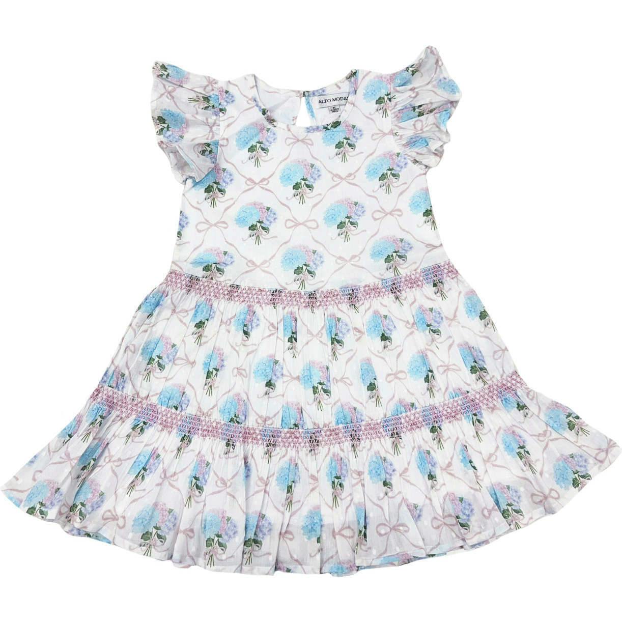 Hydrangeas with Bows Girls Twirl Dress