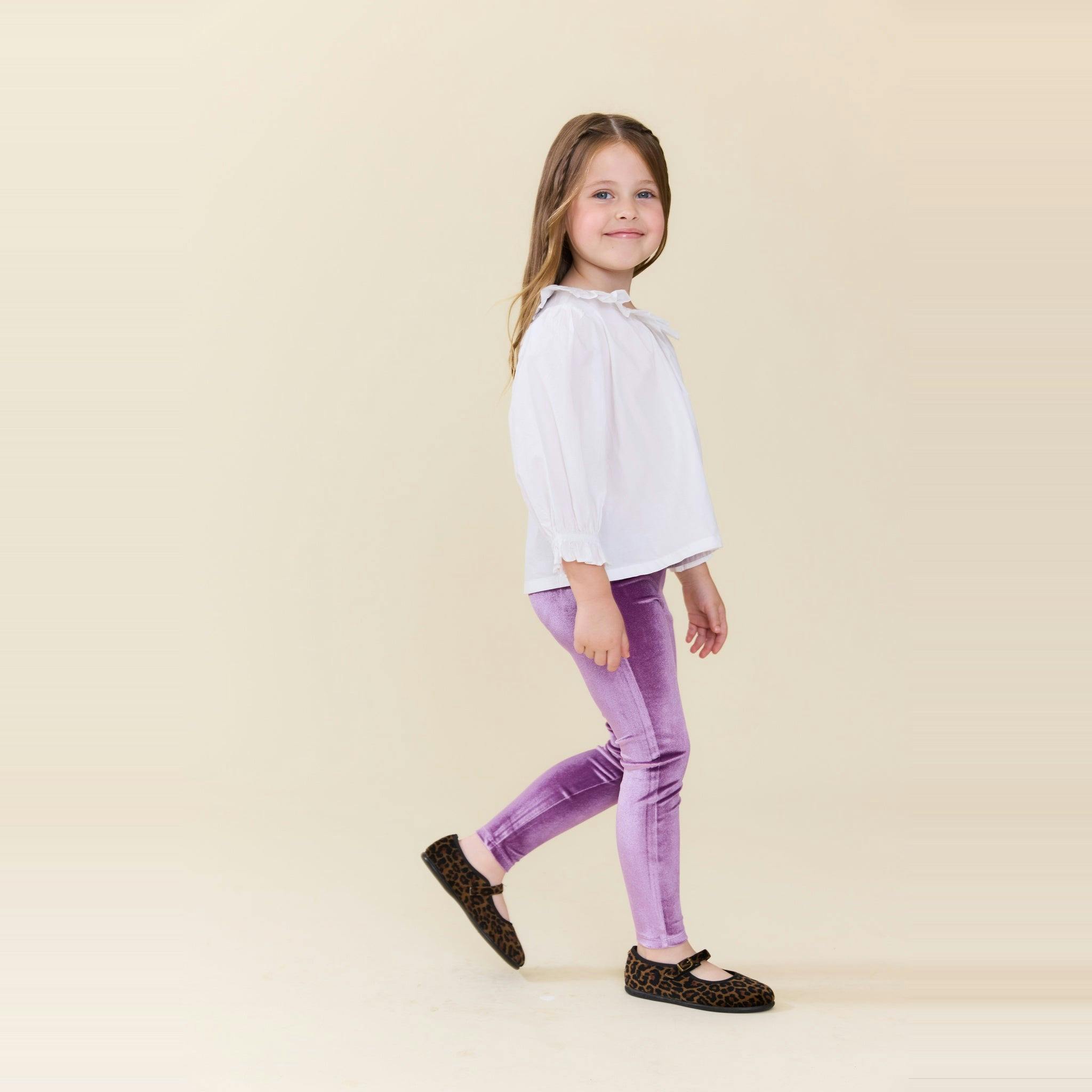 Girls Velour Legging - Lavender