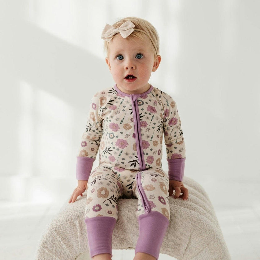 Long Sleeve Zip Romper Hair Bow
