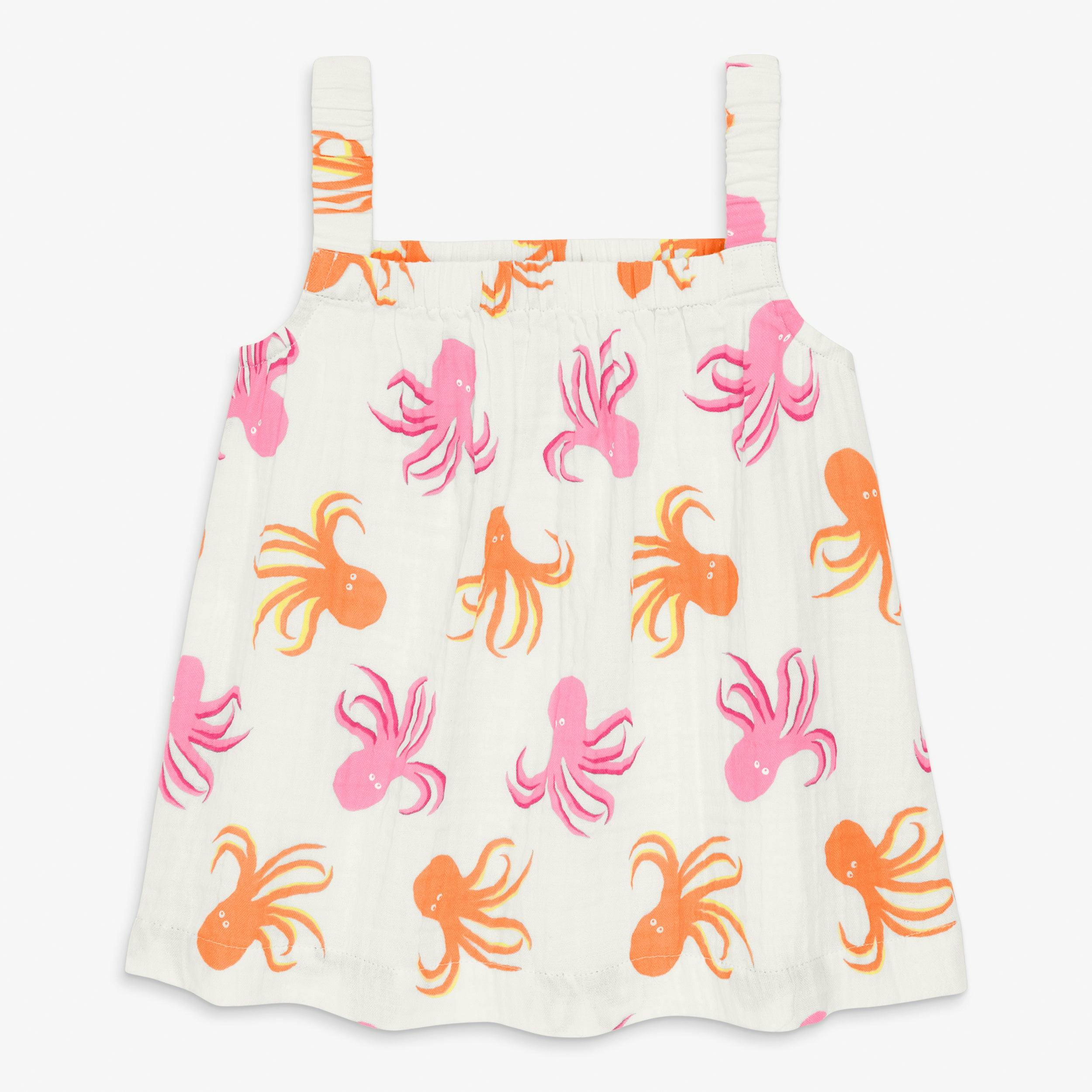 Kids cotton gauze tank in octopus pals