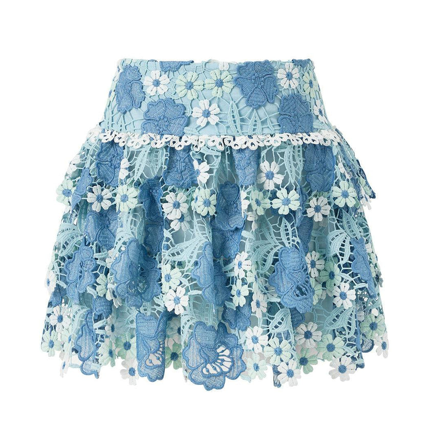 Jade Frill Embroidered Mini Skirt