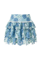 Jade Frill Embroidered Mini Skirt