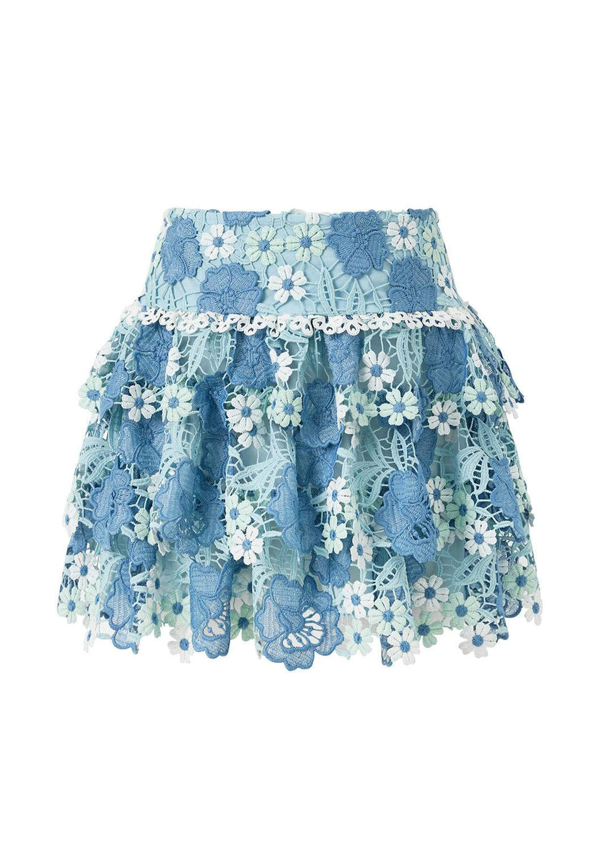 Jade Frill Embroidered Mini Skirt