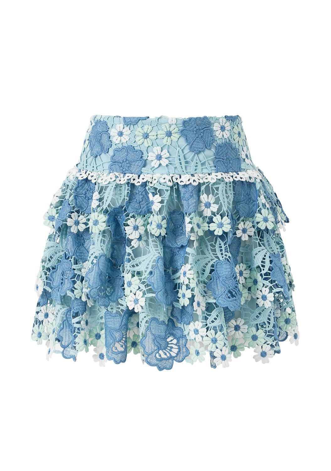 Jade Frill Embroidered Mini Skirt