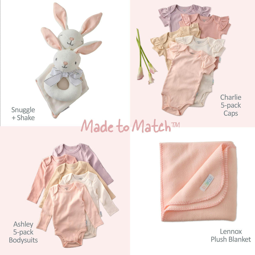 SNUGGLE + SHAKE - Baby Lovey Security Blanket Toy and Rattle Set