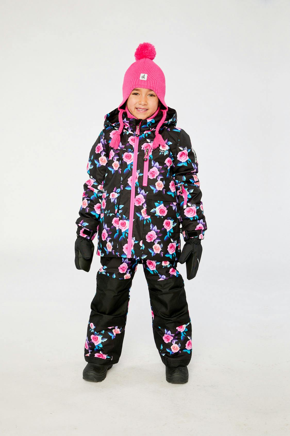 Two Piece Play Snowsuit Black Rose Print