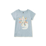Flower Cat Graphic Tee, Blue Fog