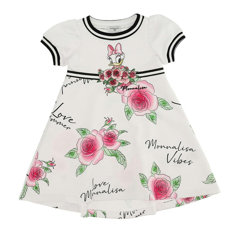 White Daisy Duck Poplin Dress