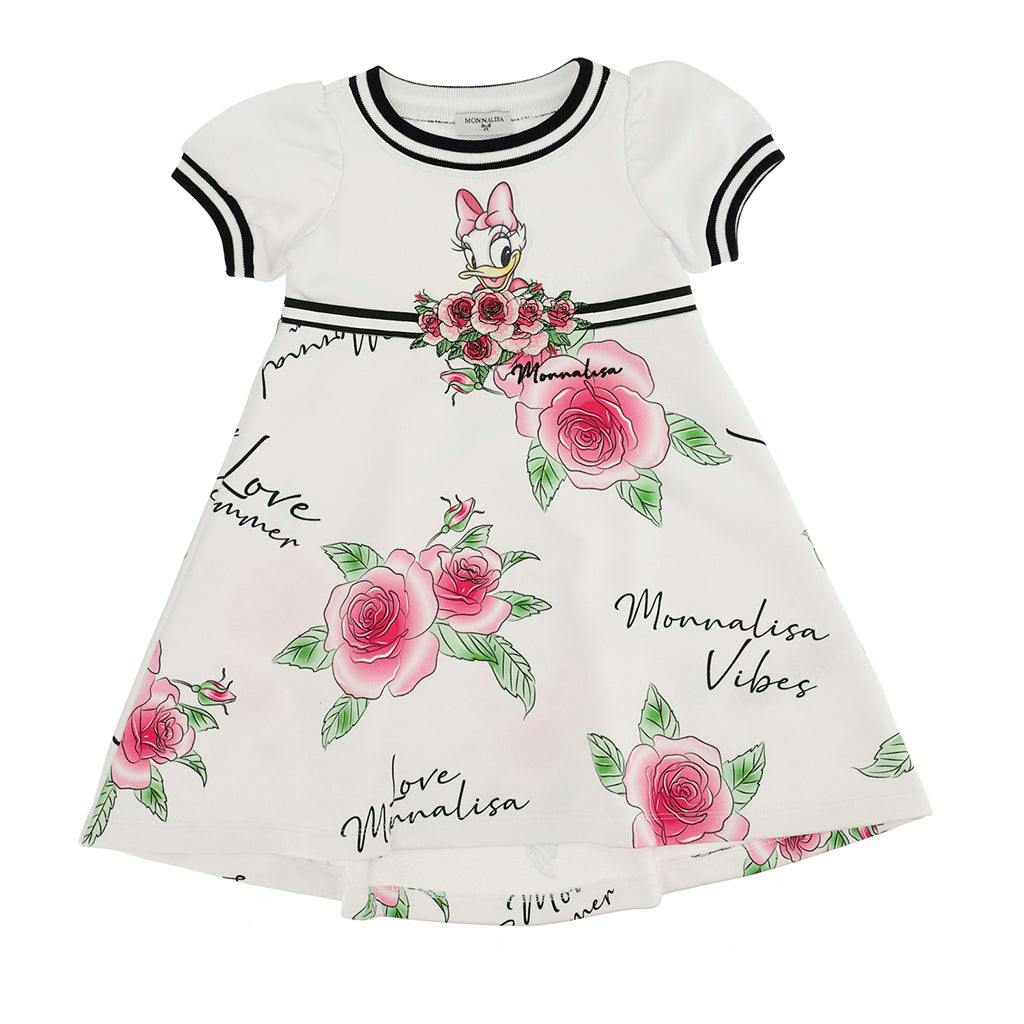 White Daisy Duck Poplin Dress