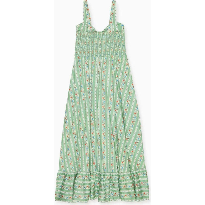 Sage Floral Stripe Toledo Women Midi Dress