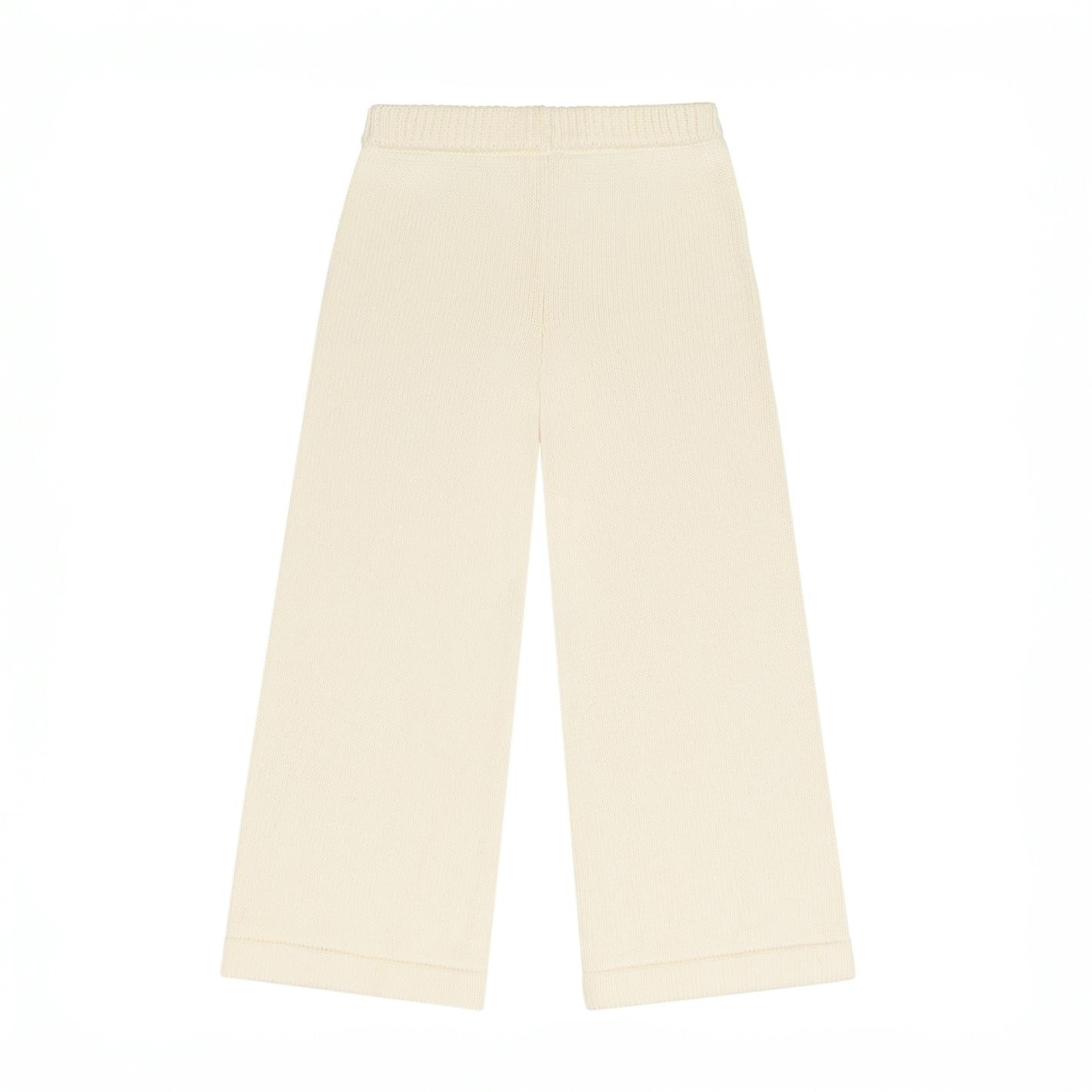 unisex cream wide leg knit pant