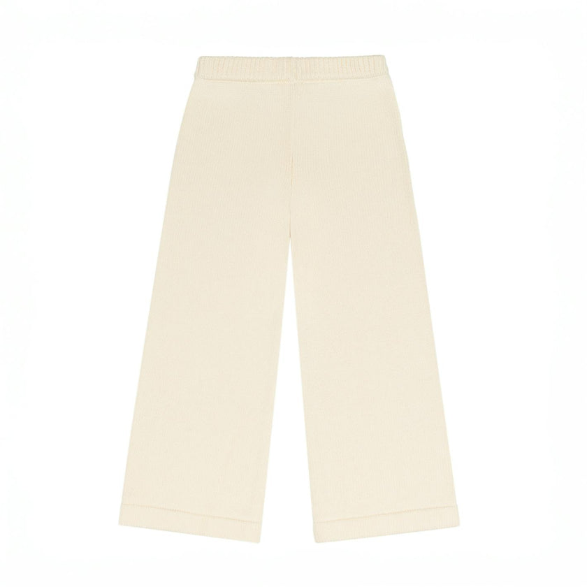 unisex cream wide leg knit pant