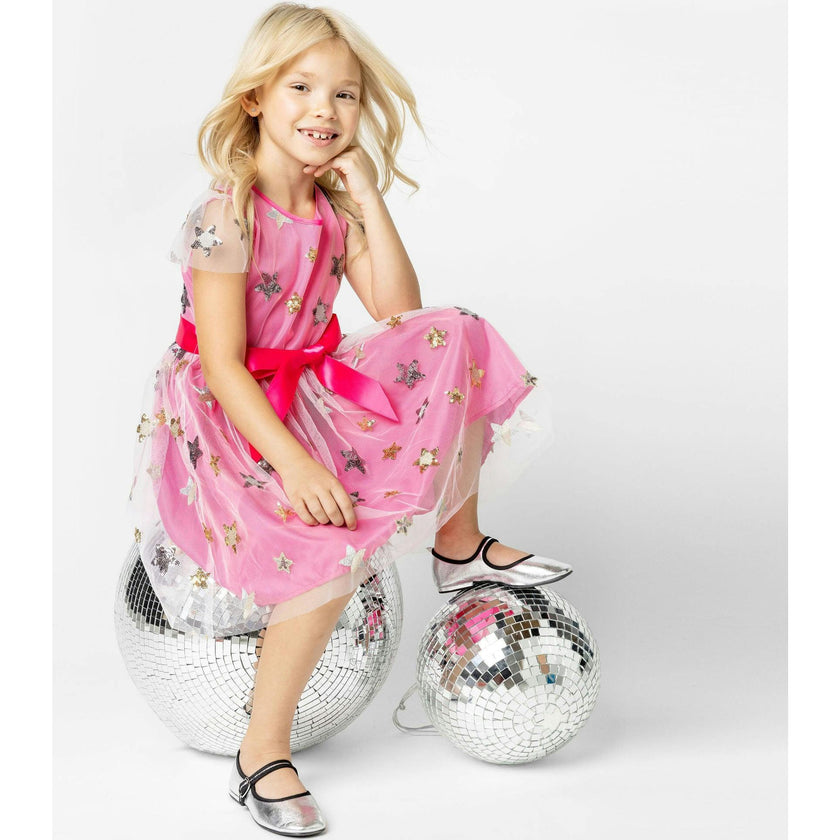 Aster Sequin Star Tulle Girls Party Dress
