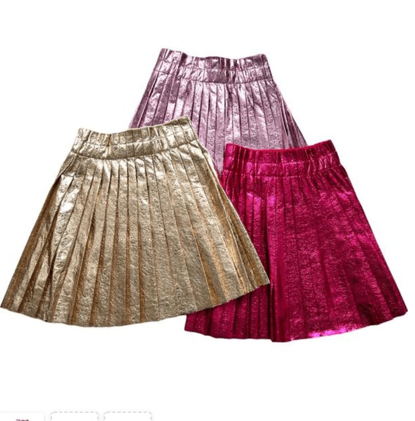Foil Metallic Pleated Skirt