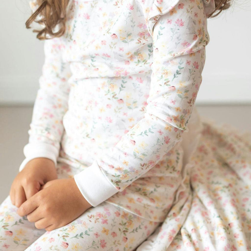 Winter Flowers Pima Long Pajama Set